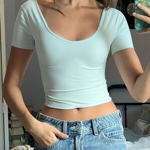 lululemon athletica Light Blue Short Sleeve Top